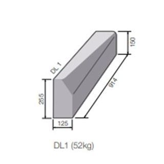 HB-BN    DL1 10x5 STRAIGHT LH DROPPER KERB 255x125HB-150x125BNx914mm