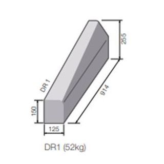 HB-BN  DR1 10x5 STRAIGHT RH DROPPER KERB 255x125HB-150x125BNx914mm